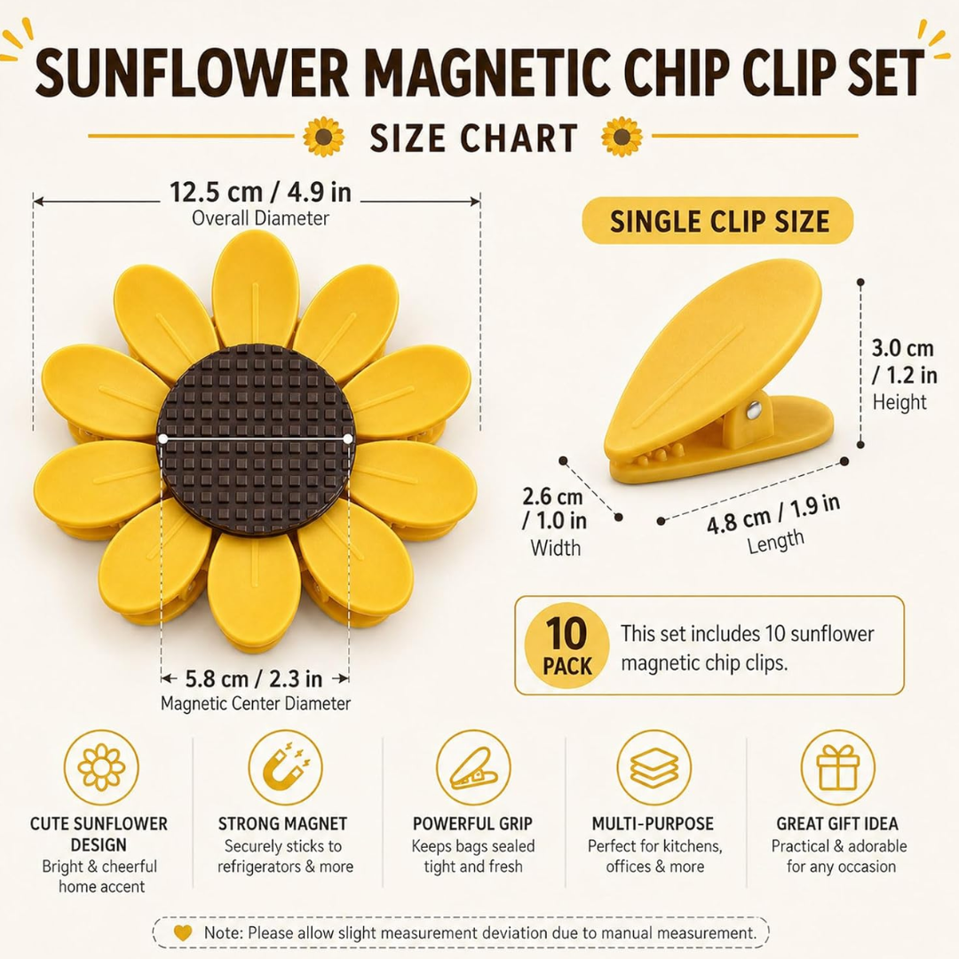 Girasol de 10 pinzas magnéticas bonitas